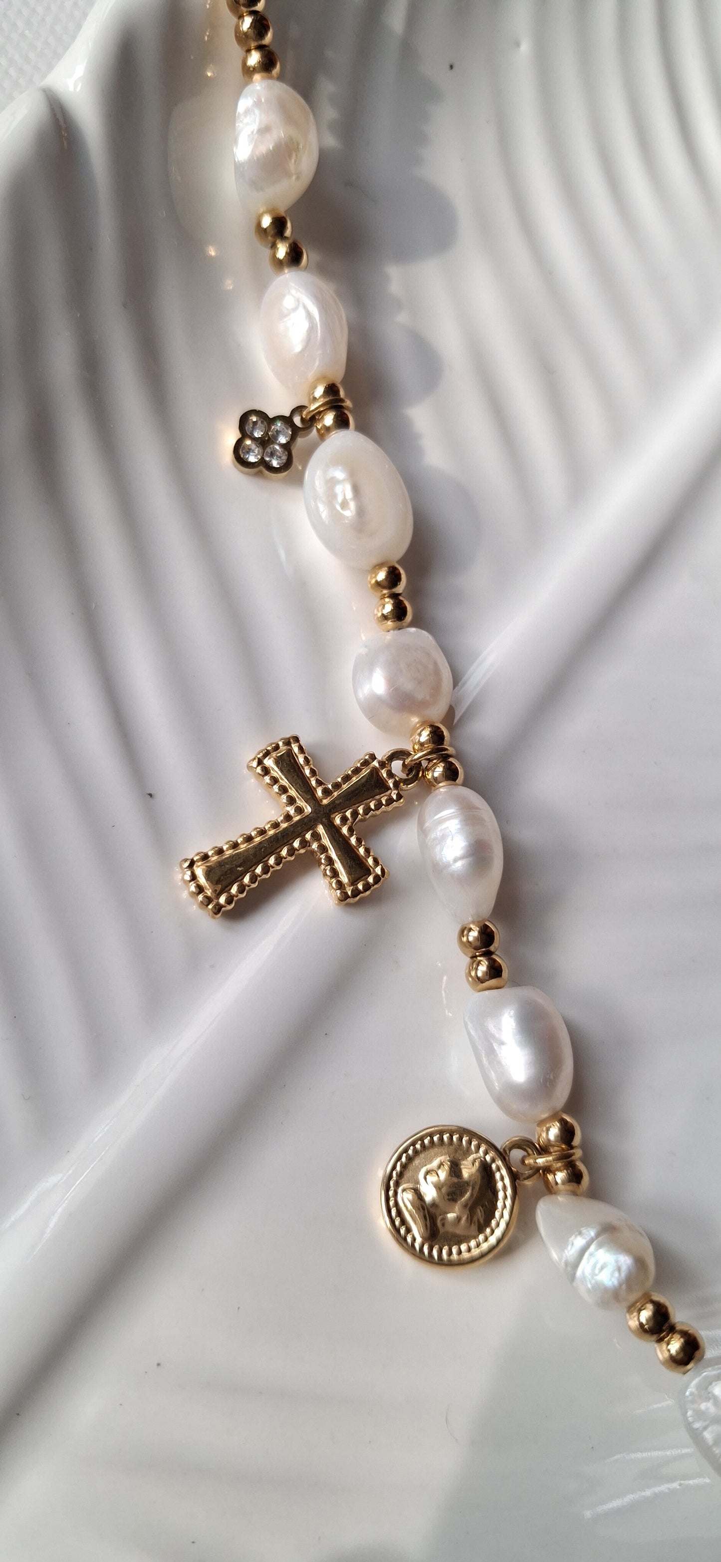 BRACCIALE Perla e Croce