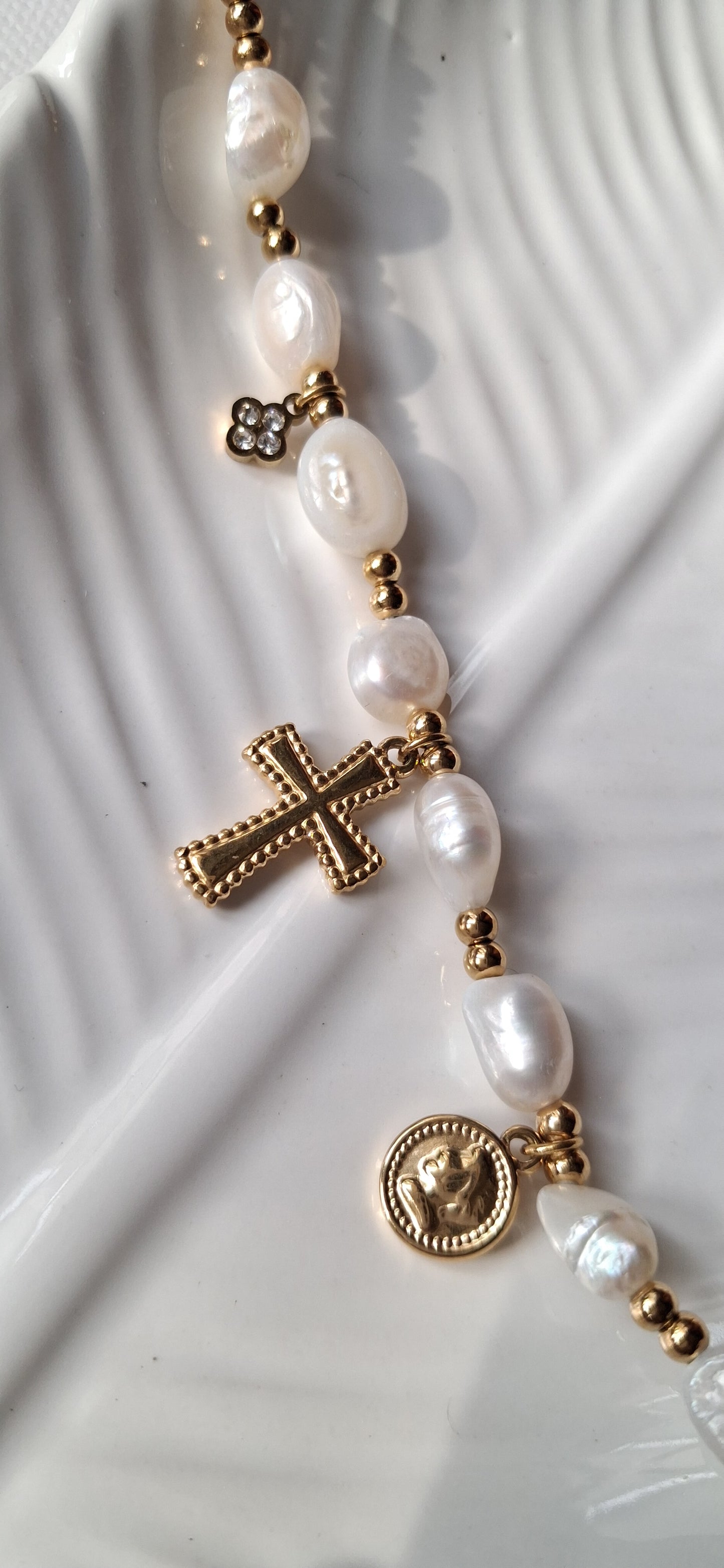 BRACCIALE Perla e Croce