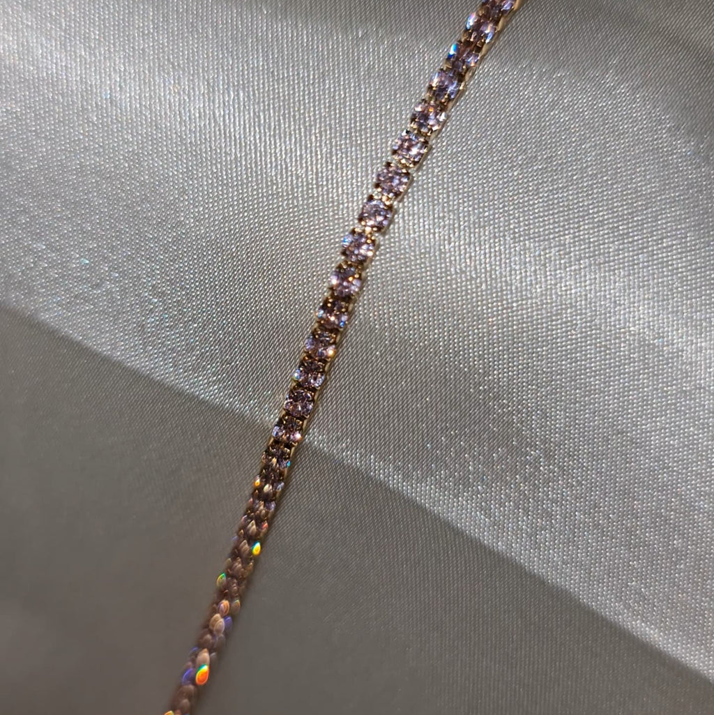 BRACCIALE TENNIS ROSA/ORO