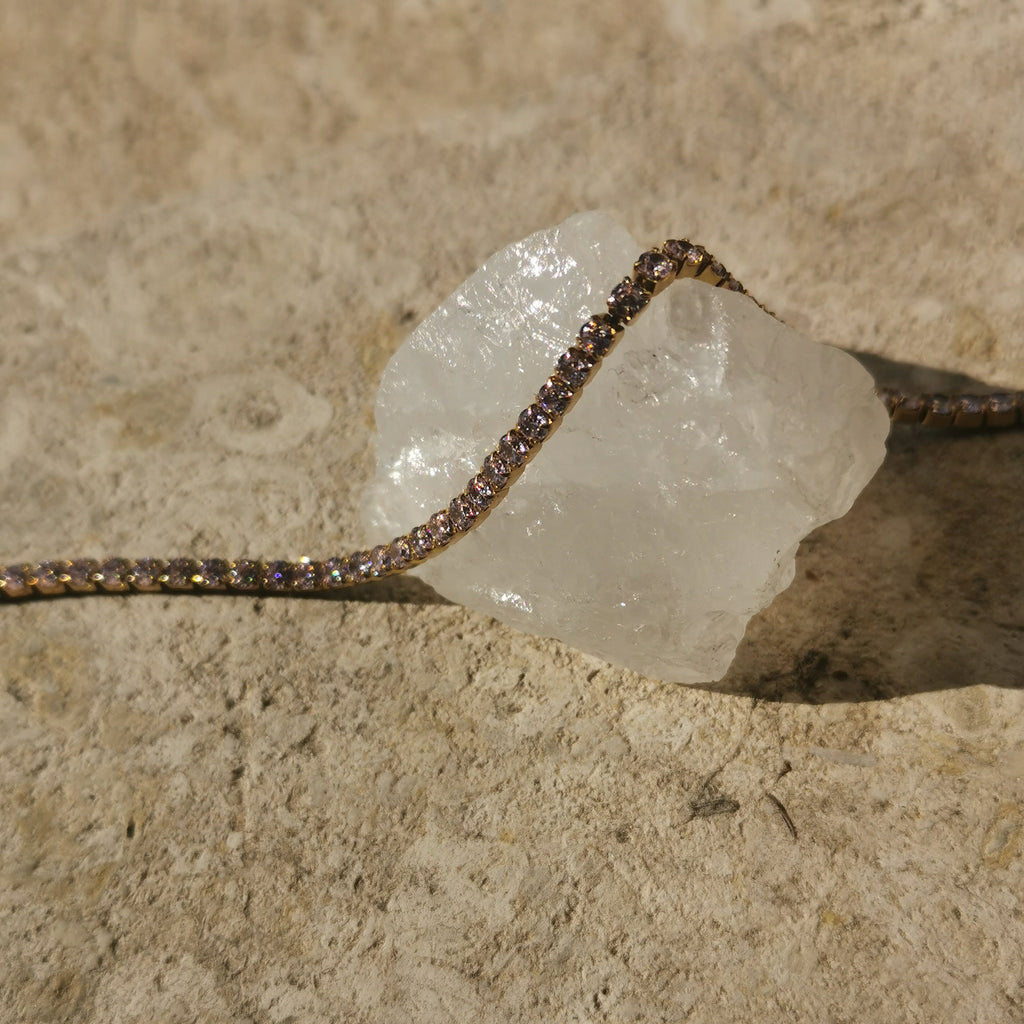 BRACCIALE TENNIS ROSA/ORO