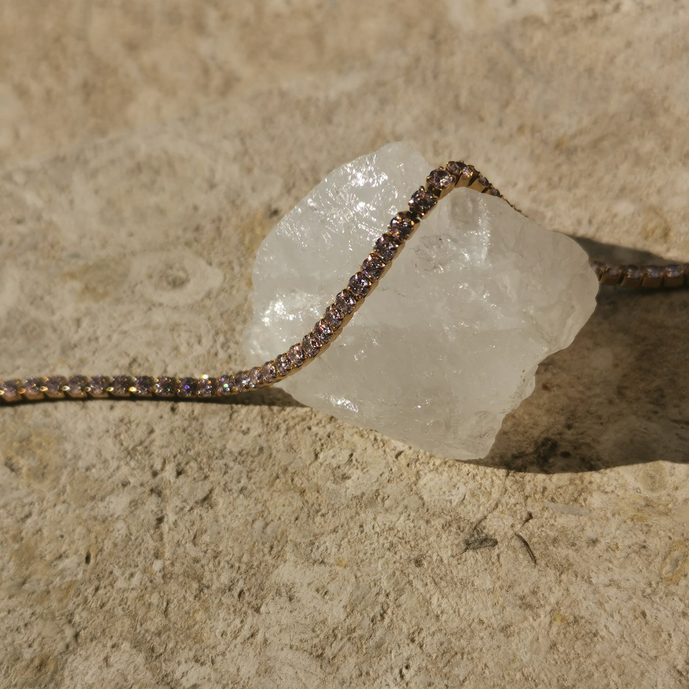 BRACCIALE TENNIS ROSA/ORO