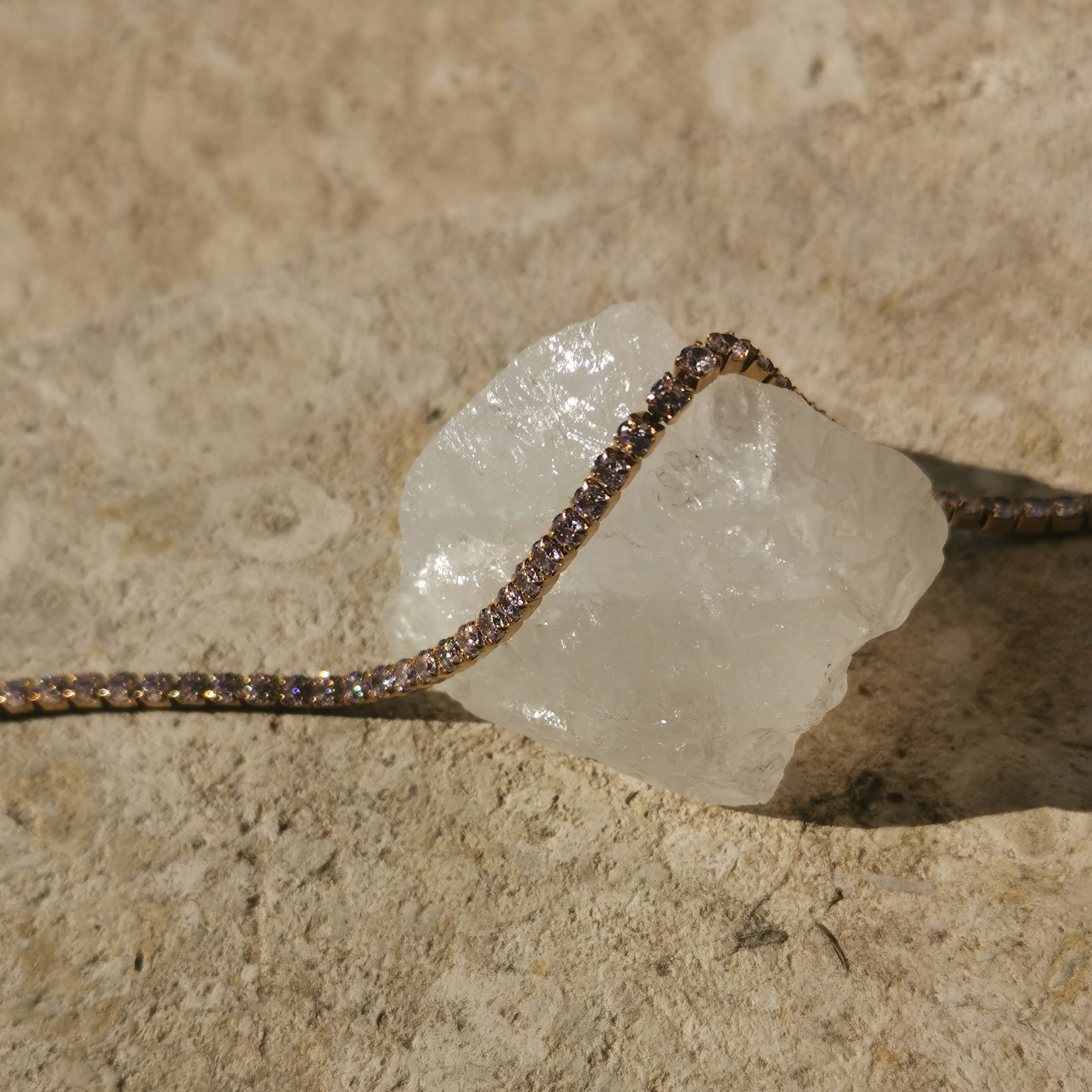 BRACCIALE TENNIS ROSA/ORO