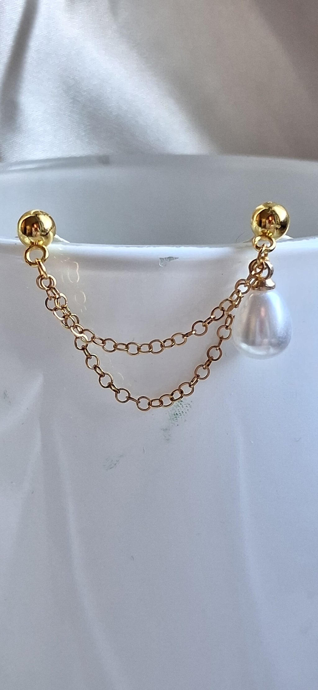 Orecchino Singolo Double Pearl