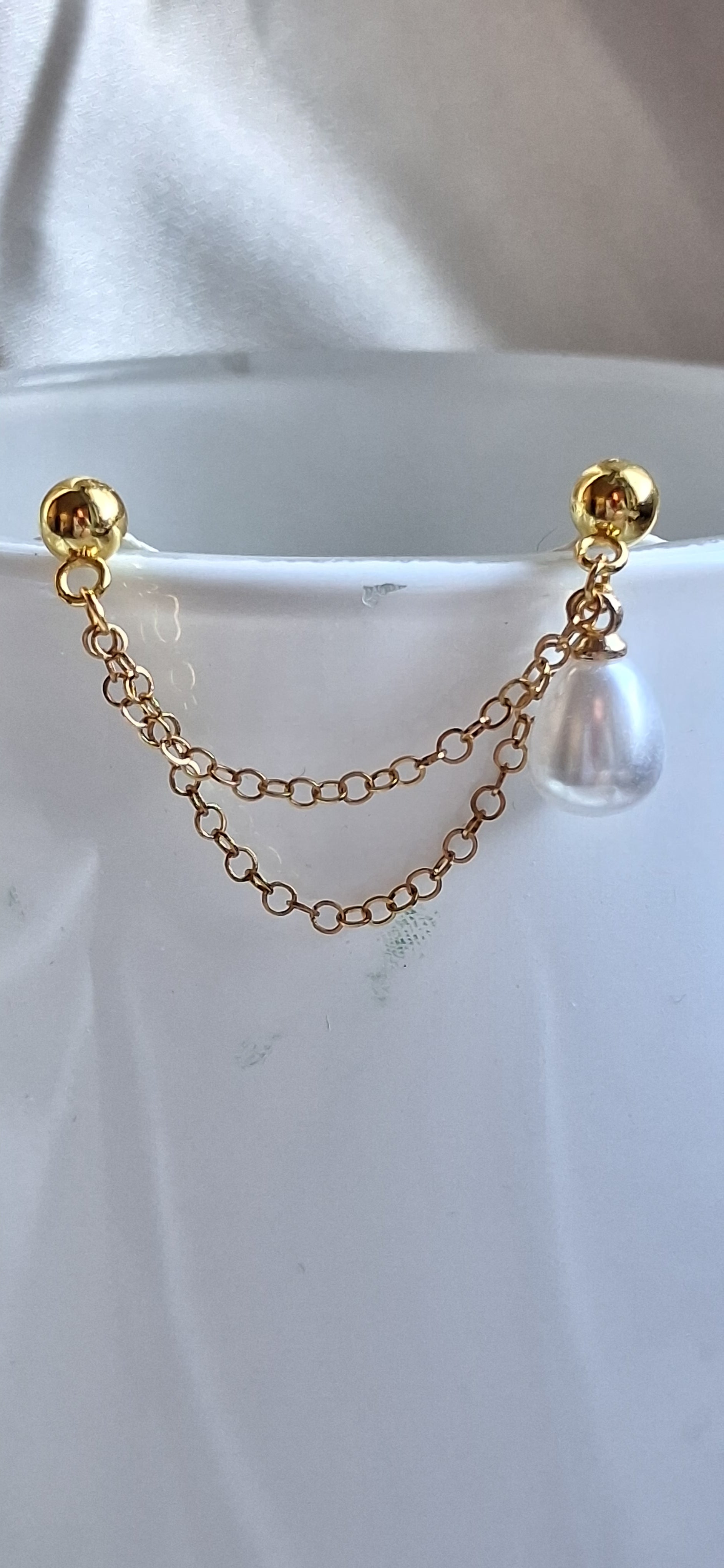 Orecchino Singolo Double Pearl