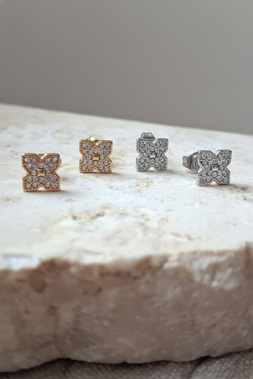 Orecchini Fiore Pavé