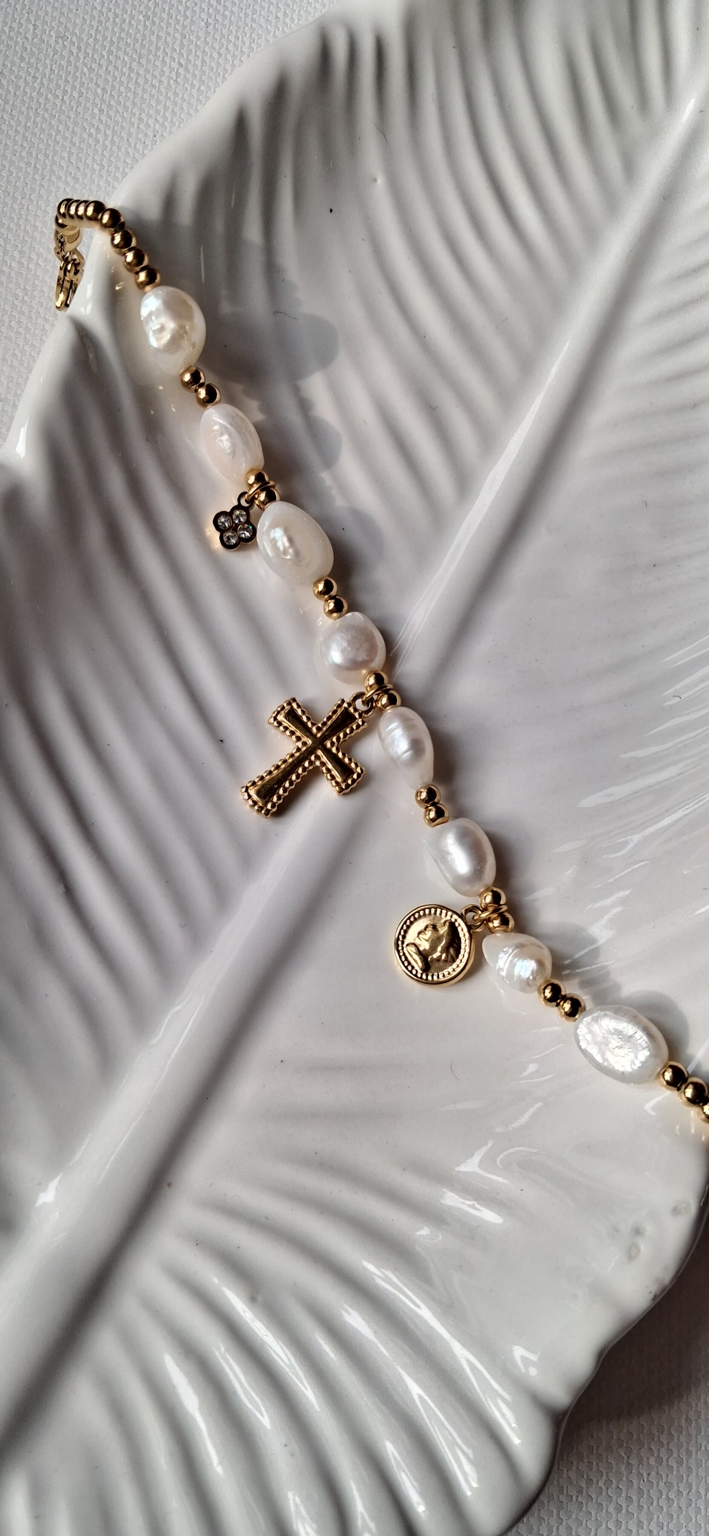 BRACCIALE Perla e Croce