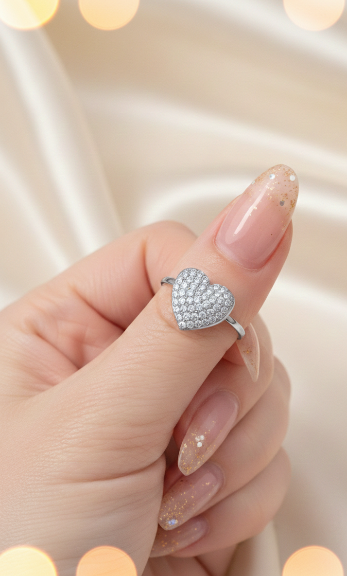 Anello Cuore Pavé
