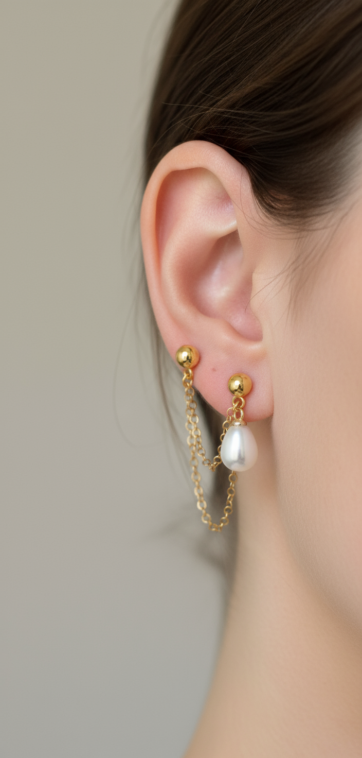 Orecchino Singolo Double Pearl