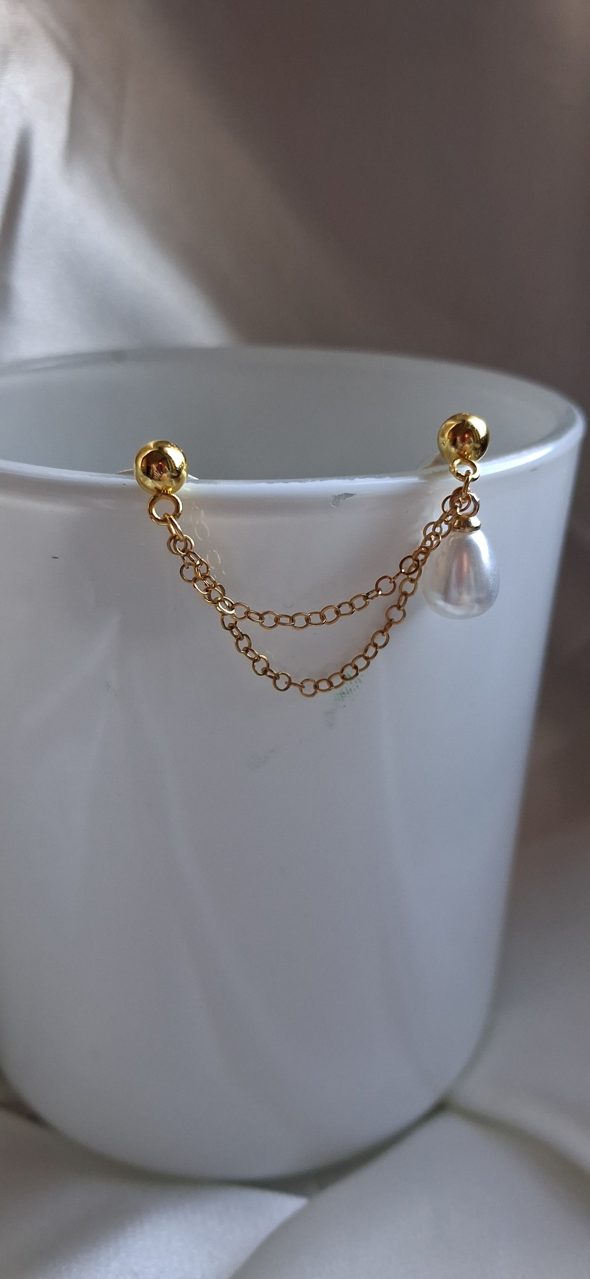 Orecchino Singolo Double Pearl